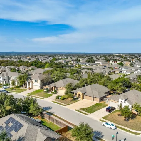 Aerial photo of a Kyle, Texas neighborhood