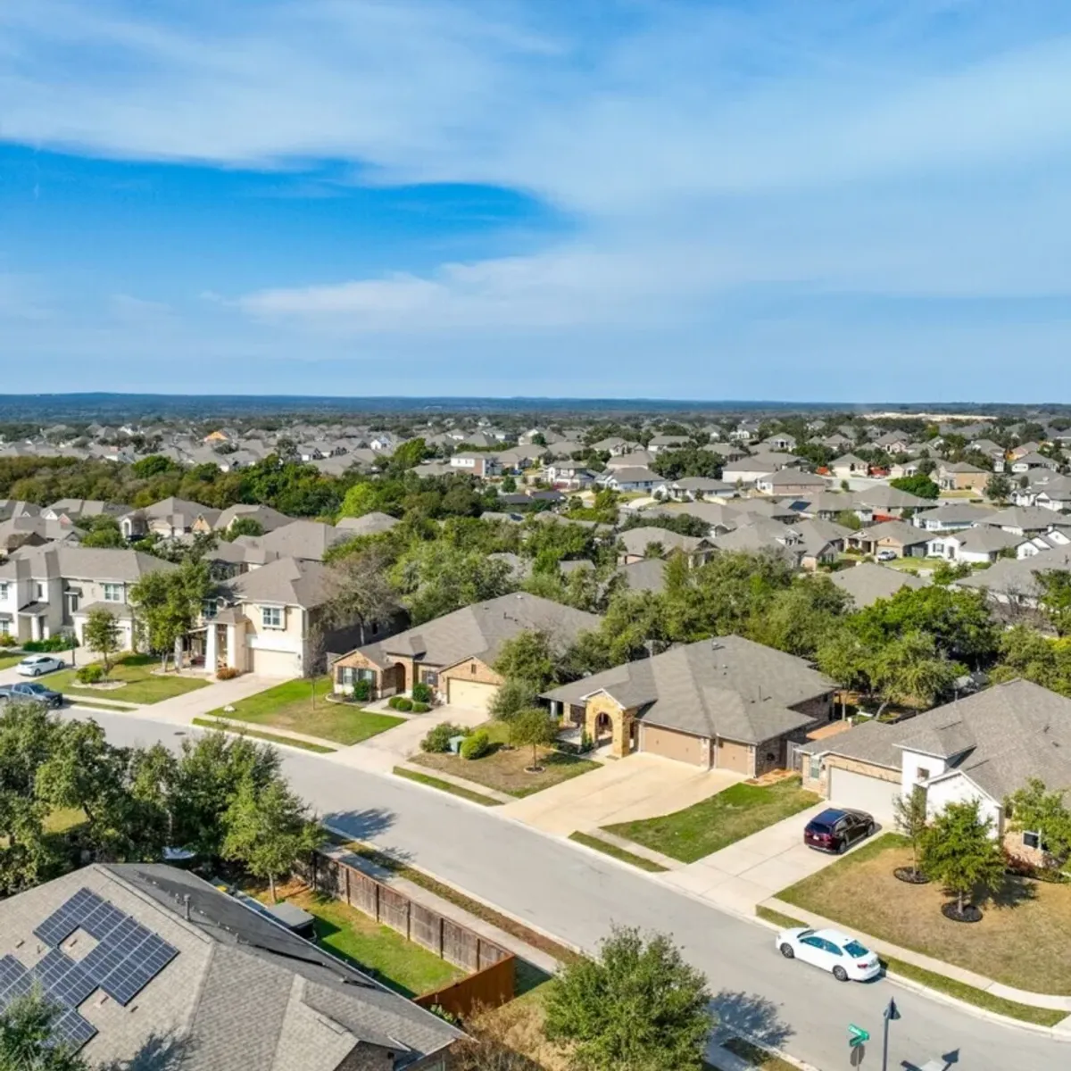 Aerial photo of a Kyle, Texas neighborhood