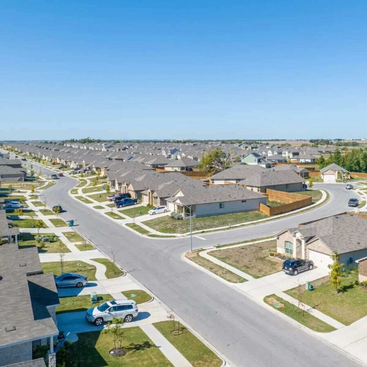 Aerial photo of a Taylor, Texas neighborhood