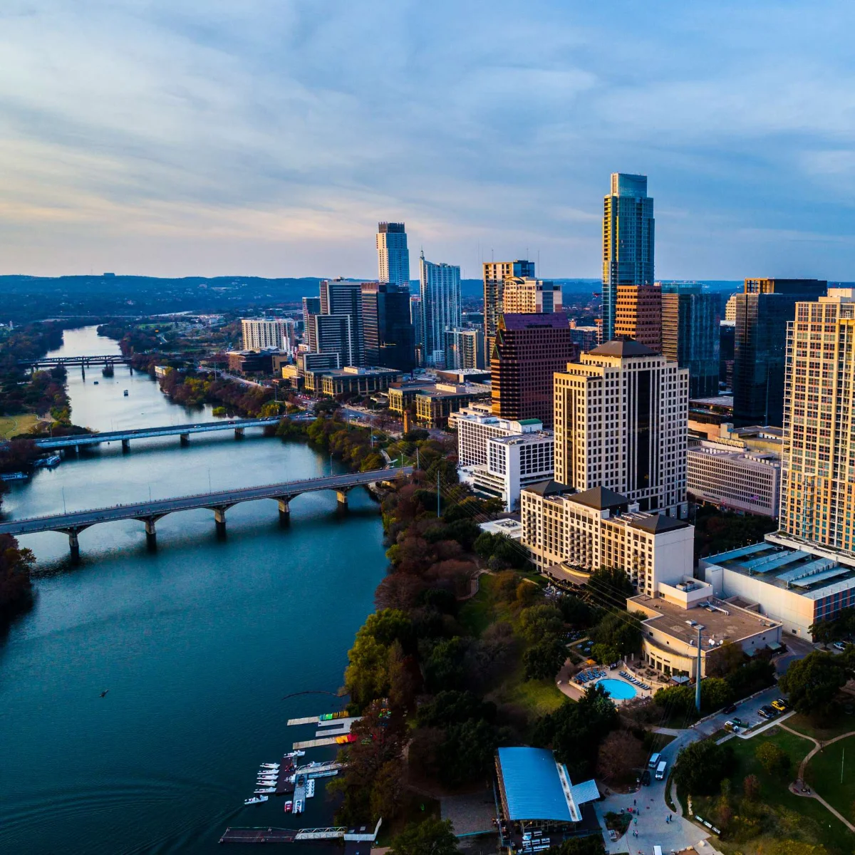 Austin skyline aerial photo