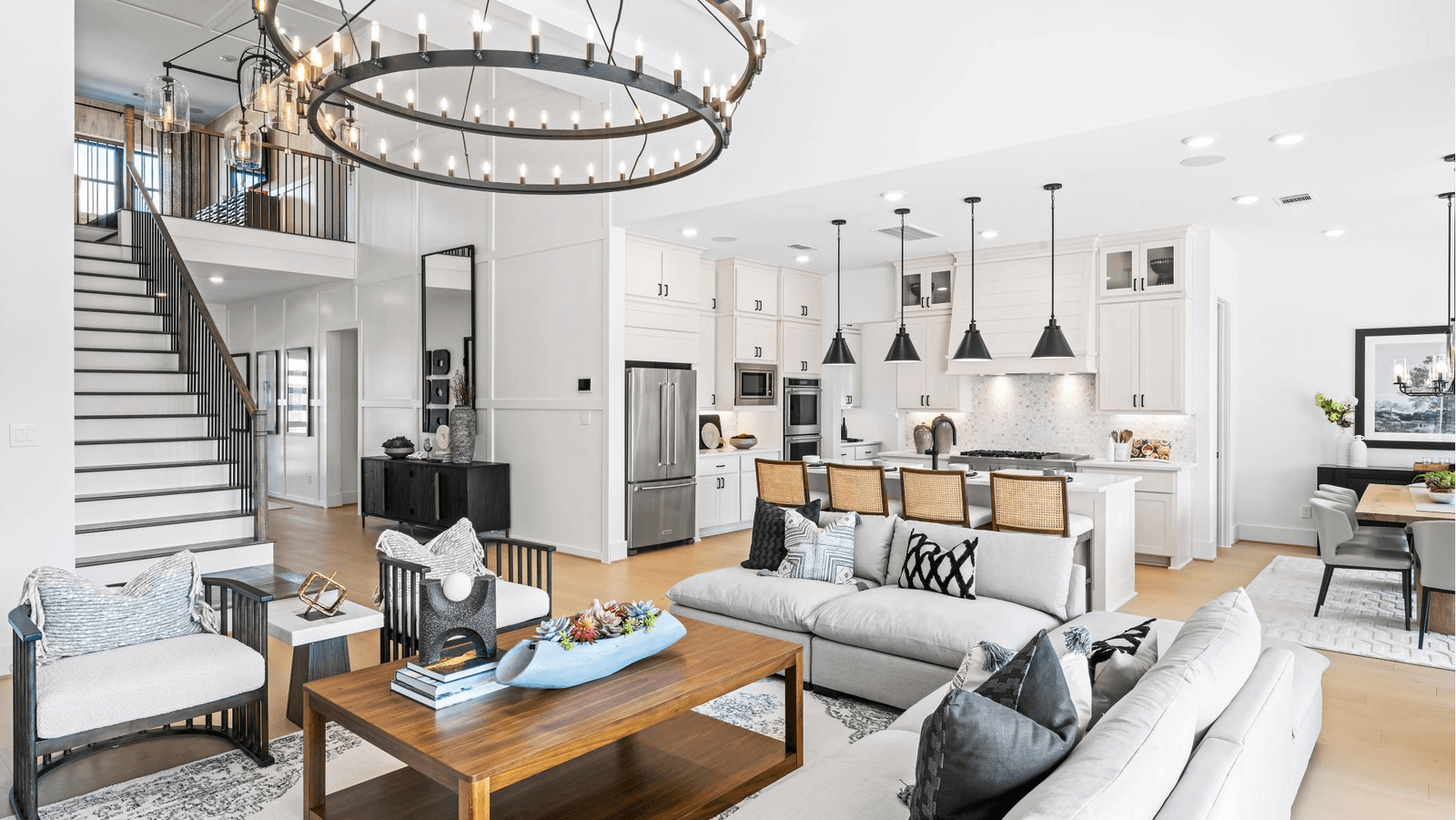 Great room of a new construction home for sale in Texas