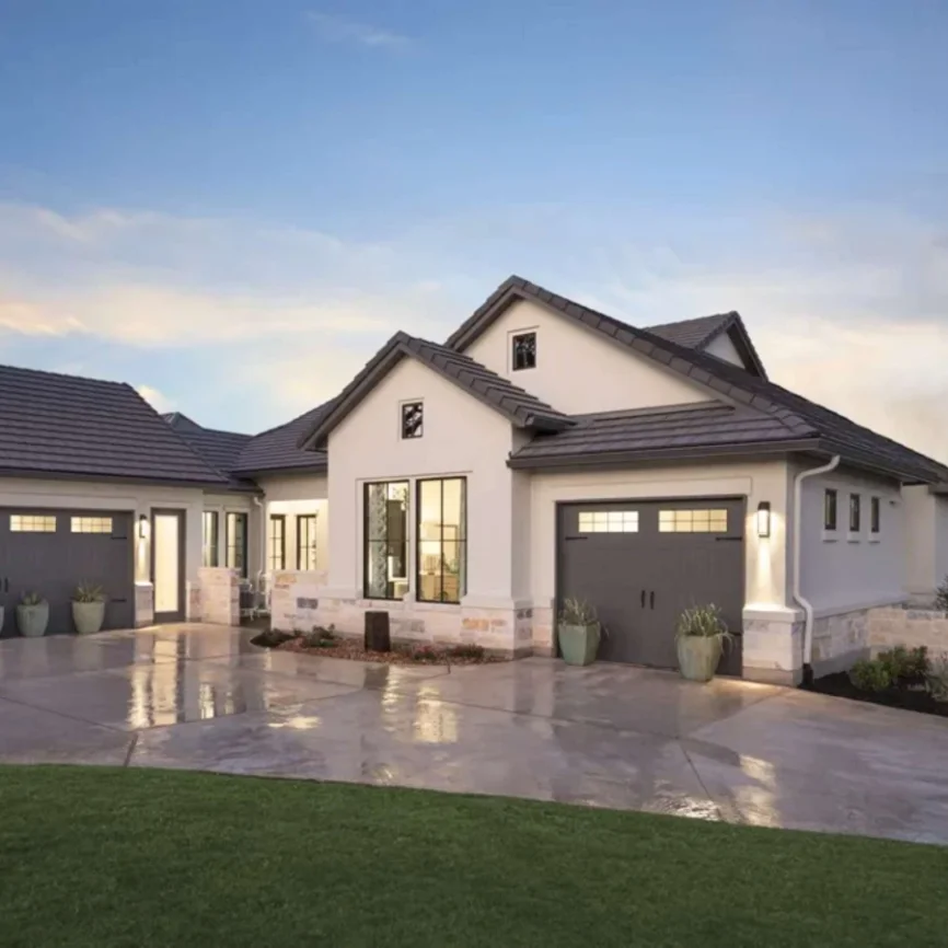 Front elevation at dusk