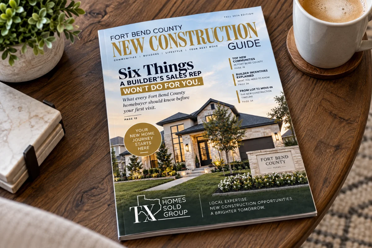 Austin new construction guide cover, or a model home / framing photo